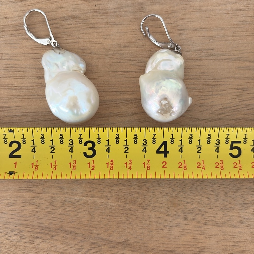 Reliquia natural "cocoon" pearl baroque drop earrings in real silver - Picture 9 of 9